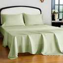 Queen Size Tencel Lyocell Cooling Sheets, Silky Soft Sheet Set with 16 Inch Deep Pocket, Breathable Eucalyptus Bedding for Hot Sleepers, Sage Green