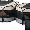 Cat Playpen, 60"x 24" Large Portable Puppy Playpen, 2-Room Foldable Dog Playpen for Indoor Outdoor Dogs, Cats, Small Animals with Carrying Case