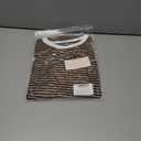 LilyCoco Womens Striped Long Sleeve Crop Top Crewneck Basic Fitted T Shirts Brown X-Large