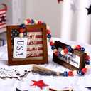 Jetec 4th of July Red White Blue Bead Garland 250th Patriotic Wood Tassle Bead Decorations Red Blue USA Tiered Tray Decor Garland for American Anniversary Independence Day Vase Tiered Tray