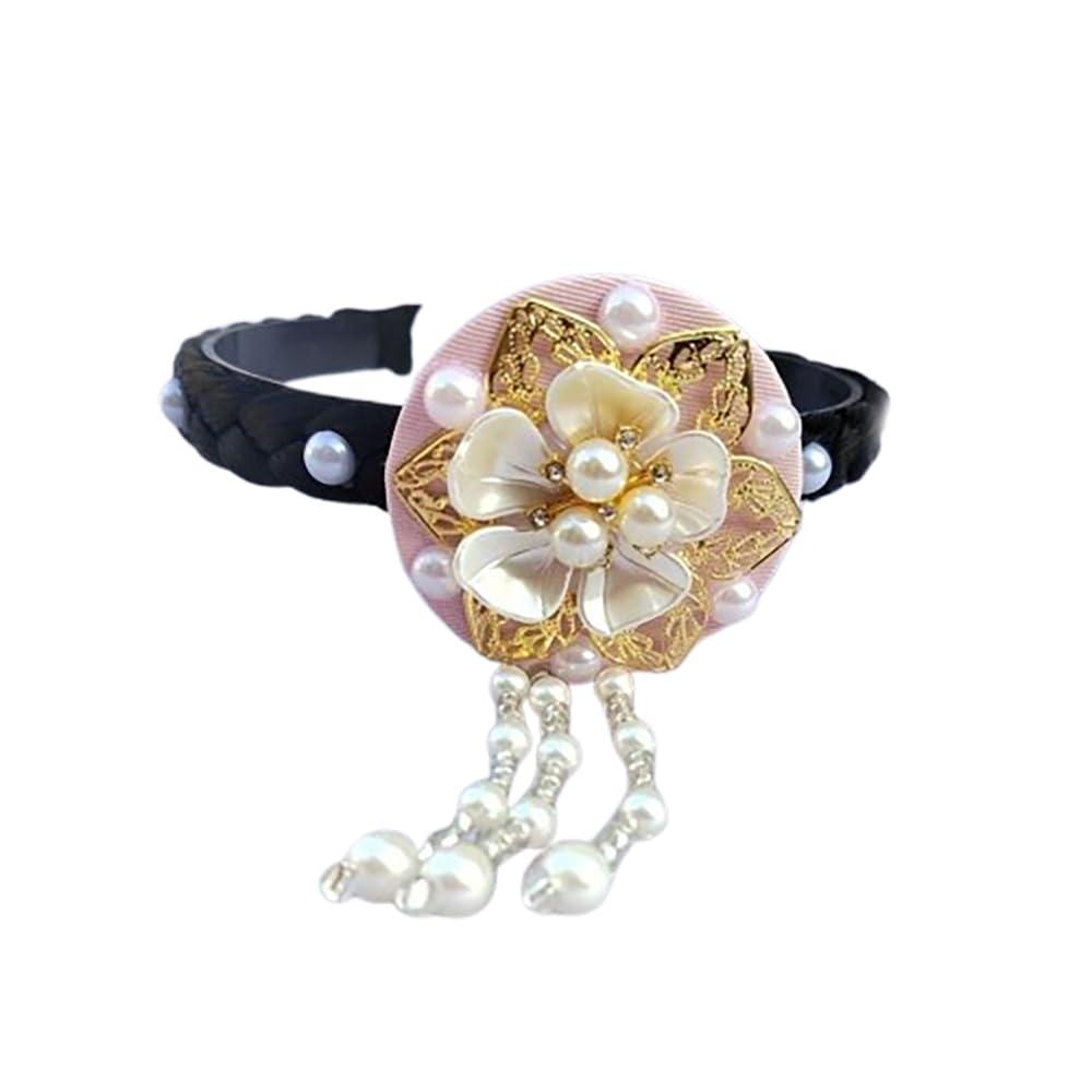Traditional Ornaments Headband, Korea Hanbok Hair Hoop, Korean Headwear Classical Hair Accessories, Flower Pearl Stage Dance Hair Hoop