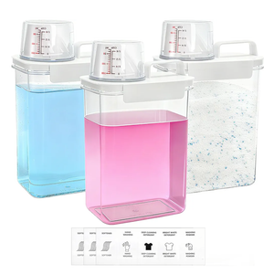 3 Pack Laundry Detergent Dispenser, 61 Oz Plastic Liquid Laundry Soap Containers with 15 Removable Labels, Clear Fabric Softener Dispenser Laundry Powder Holder for Laundry Room