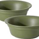 Havniva Ceramic Set of 2 Dog and Cat Bowls, 2pcs Basic 1 Cup Food or 7.8 oz Water Dishes for Puppy, Kitty, Wide Opening Rounded Edge (2 Bowls, Olive Green)