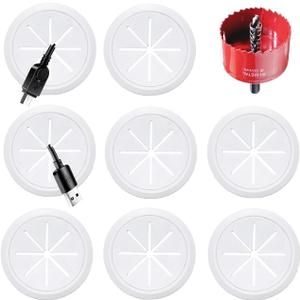 8 Pack TV Wire Hider for Wall, 1.97 Inch (50mm Hole) Cord Hider in Wall Cable Management Kit, Includes 8 Pass Throughs and 1 Hole Saw Drill Attachment Easy to Install