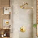 Gold Shower Faucet Set, Shower Trim Kit with 10 Inch High-Pressure Rian Shower Head,Shower Head and Handle Set (Valve Included), Brushed Gold