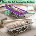 Suteck Camping Cot, Folding Camping Cot Bed for Adults Sleeping 1200D Double Layer Oxford Portable Folding Outdoor Cots for Camping W/Soft Pad Carry Bag for Home Office Nap Beach Travel, 500LBS,Purple, 75"×28"×15"