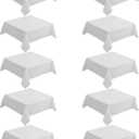 VidaFete 10 Pack 52*52inch White Square Tablecloth for 32-36" Square Tables | Stain & Wrinkle Resistant Polyester Rectangular Table Cloth for Kitchen Dining Wedding Banquet Decoration