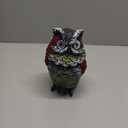 Garden Solar Owl Decoy Statue Outdoor Figurine Light Decor Glowing Eyes Spring Mounted Wobblying Head Resin Sculpture Decoration for Home Porch Patio Lawn Farm Yard Housewarming Ornament Gift