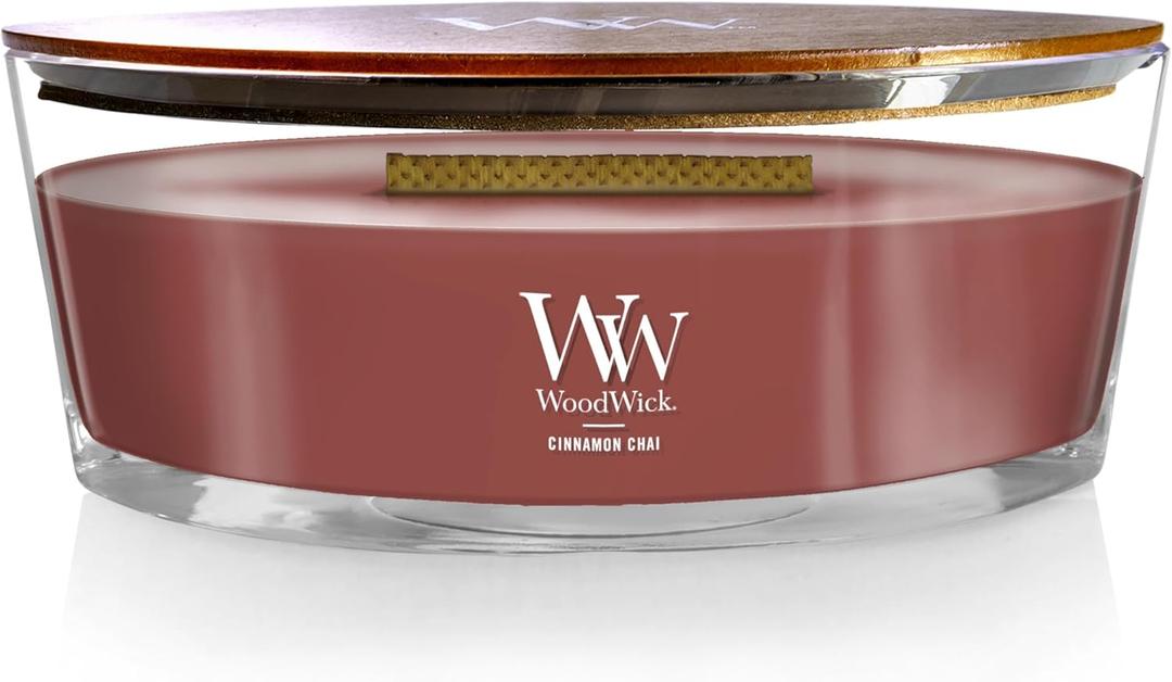 Woodwick Ellipse Scented Candle Cinnamon Chai 16oz, Up to 50 Hours Burn Time