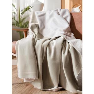 Sherpa Fleece Blanket Throw Size - Reversible Sherpa Fleece Throw Blanket - Super Soft Double Sided for Bed, Sofa, Couch - Thick, Warm, and Plush - Luxurious Bedding for Winter - Cream, 50" x 60"