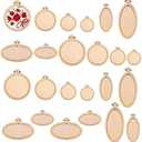 Framendino, 24 Pack Mini Embroidery Hoop Wooden Round Oval Crossing Stitch Wood Hoops Display Frame Circle for DIY Crafts Hanging Ornament (8 Styles)