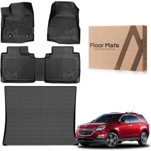 TPE Automotive Floor Mats & Cargo Liner Custom for 2012-2017 Chevy Equinox & GMC Terrain, All Weather Cover Protection Waterproof Black Floor Liner Front & Rear Row Full Set Car Mats, 4PCS
