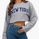 Women's Casual Long Sleeve Cropped Sweatshirt Crewneck Pullover Shirt size M