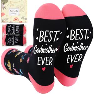 Godmother Gifts Socks for Women - Soft Best Godmother Ever Crew Socks, God Mother Proposal Christimas Mother’s Day Baptism Thank You Appreciation Birthday Gift from Godchild