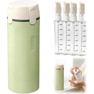 4 in 1 Travel Dispenser Bottle Leakproof Refillable Travel Bottles for Toiletries Portable Size Containers for Shampoo Lotion Cosmetics Travel Essentials for Women Men (Green)