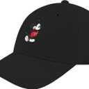 Concept One Disney Mickey Mouse Embroidered Cotton Adjustable Dad Hat with Curved Brim (Black)