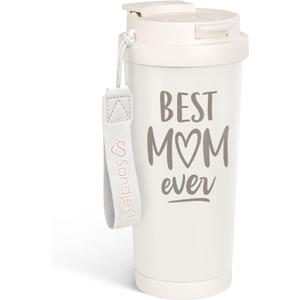 SANDJEST Best Mom Ever Tumbler - Stainless Steel 2-in-1 Lid Coffee Tumbler 18 oz, Mom Insulated Travel Mug Gift for Women Mother, Birthday Christmas Mother's Day