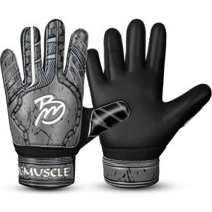 3 x BM Soccer Goalie Gloves for Kids Boys Children,Youth & Adult Football Goalkeeper Gloves with Double Wrist Protection and 4mm Latex Anti-Slip Strong Grips Palm (2, Black)