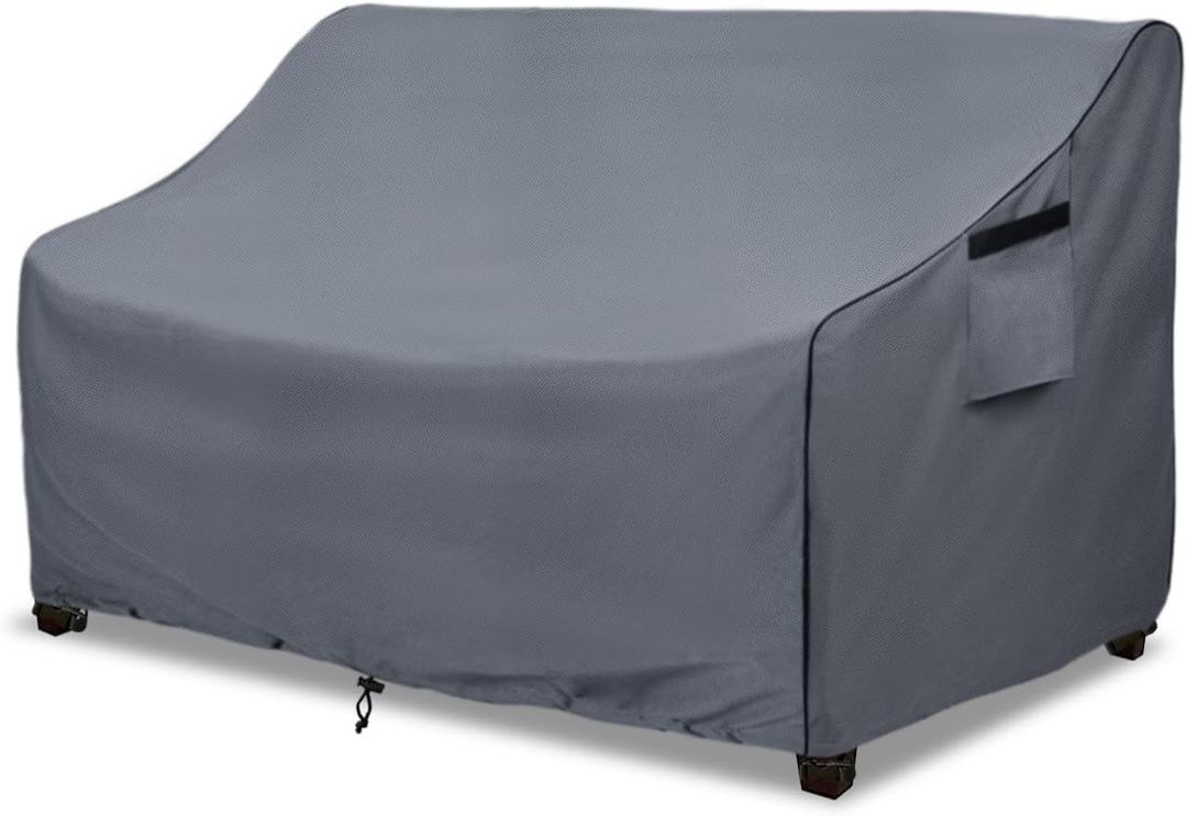 Outdoor 3-Seater Loveseat Cover,600D Heavy Duty 100% Waterproof Patio Sofa Cover,Furniture Covers for Sofa and Loveseat,79W x 38.5D x 35H Inches,Grey.