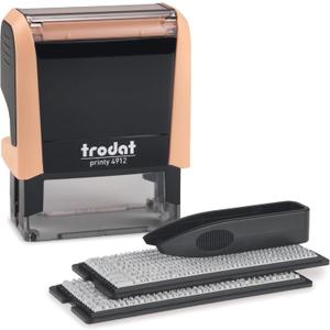 Trodat Printy 4912 Self Inking Do it Yourself (DIY) 4 line Personalized Custom Message or Address Stamp kit with Black Ink, Impression Size: 3/4 x 1-7/8 inch (Orange)