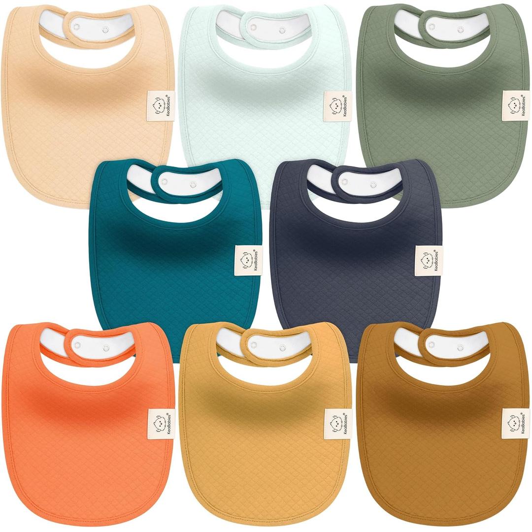 KeaBabies 8-Pack Baby Bibs for Drooling and Teething - Soft Organic Quilted Cotton Cloth Drool Bibs for Baby Girl, Boy, Toddler, Newborn, Infant, Soft & Super Absorbent (Eclipse)