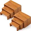 Chuangdi 2 Sets Acrylic Display Risers, Product Stand, Jewelry Display Riser Shelf Showcase Fixtures for Dessert Cupcake Candy Figure Treat Action Showcase (Wood,Small Set)