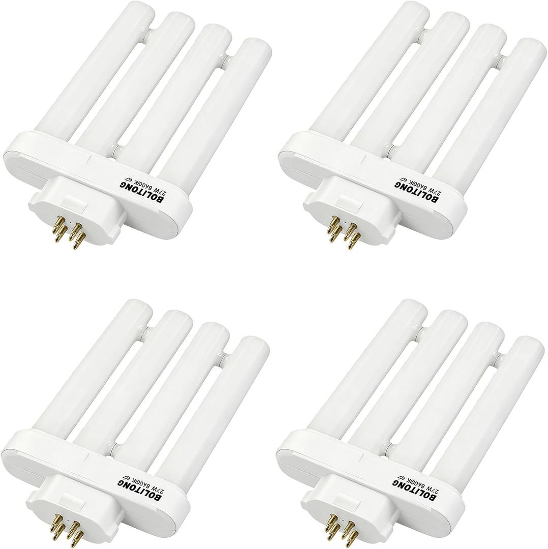 4 Pack CFML27VLX Replacement Fluorescent Light Bulb Compatible with Verilux Fluorescent Bulb 27 Watt 4-Pin GX10Q-4 Base, 6500K Daylight Compatible with Verilux Bulbs