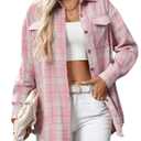 Women's Oversized Flannel Shirts Long Sleeve Button Down Plaid Shirt Business Casual Work Blouse Top Large