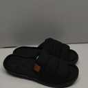 Mens Open Toe Slippers, Comfy Supportive Foam Bedroom Slide Slippers, Non-Slip Indoor House Shoes (9-10, Black)