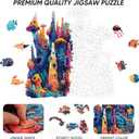 Qiuenisray Wooden Puzzles for Adults, Coral Ocean Jigsaw Puzzles 200 Pieces, FSC Certified Beautiful Wall Decor Puzzles, Irregular Creative Gift for Adults Family Game 11 x 11.2 in