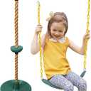 ZNCMRR Tree Swing Climbing Rope, Heavy Duty Swings Seat Replacement for Kids Disc Rope Climbing Swing Seat for Tree Indoor Outdoor Playground Swings Set Accessories(Green)