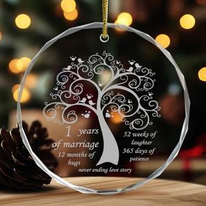 1st Years of Marriage Gift for Couple,One Years of Marriage Anniversary Crystal Hanging Ornament,1 Years Anniversary Wedding Gift for Wife Husband Her Him, Pack of 2 1st Years of Marriage Gift for Couple,One Years of Marriage Anniversary Crystal Hanging Ornament,1 Years Anniversary Wedding Gift for Wife Husband Her Him, Pack of 2