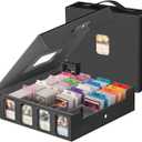 3200+ Trading Card Storage Box with Commander Display, 4 Row Card Deck Box with Portable Handle, Compatible for TCG/MTG/Magic Cards, 30 Colorful Divider, 8 Supporters, US Design Patent (Black&Grey)