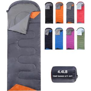 Sleeping Bags for Adults Backpacking Lightweight Waterproof- Cold Weather Sleeping Bag for Girls Boys Mens for Warm Camping Hiking Outdoor Travel Hunting with Compression Bags (4.4lb Gray)