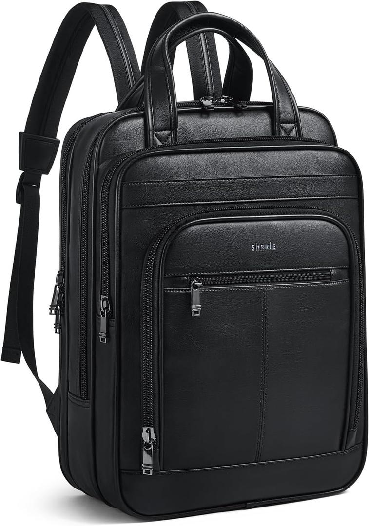 Shrrie 15.6" Laptop Backpack, Business Work Backpack Briefcase, Durable Computer Backpack for Office, Travel, College, Two-tone Black