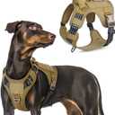rabbitgoo Tactical Dog Harness for Large Dogs, No Pull Military Service Vest with Handle & Molle, Easy Control for Training Walking, Adjustable Reflective Straps, Brown, L