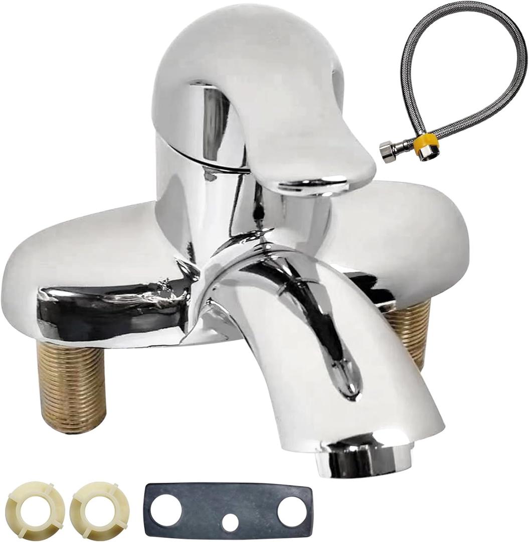 Bathroom Single Handle Faucet Low Arc Centerset Lavatory Vanity Sink Faucet with Supply Lines