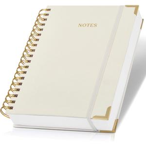 Aesthetic Thick Spiral Notebook Journal For Women in B5 Format - Modern Linen Hardcover College Ruled Note Book With 300 Lined Pages - Perfect For Writing And Staying Organized at Work or School (Beige)