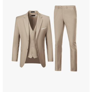 Men Suits 3 Pieces Set Slim Fit Wedding Suit Groomsmen Prom Suit Tuxedo Business Formal Casual Groom Suit Jacket Blazer Pants size XL