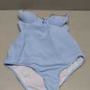 OYOANGLE Women's Maternity One Piece Swimsuits Textured Shell Decor V Neck Pregnancy Bathing Suit (Medium, Blue)