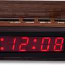 Westclox Retro Wood Style Easy To Read Super Bright Small Night Table Ascending Alarm Clock 22690.