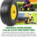 AR-PRO (2 Pack) 13x5.00-6 Flat Free Front Tire and Wheel Assembly, Solid Riding Lawn Mower Wheels, 3"-6" Offset Hub (Adjustable), 3/4"&5/8"&1/2" Bearing, 400 lb Load