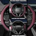 Steering Wheel Cover Standard Size Medium 14.5-15 inch, Breathable Microfiber Leather, Anti-Slip, Soft Grip, Universal Fit for Cars SUVs Trucks, Black and Burgundy