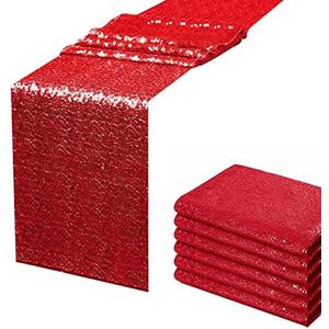 RedSequin Table Runner 12" x 72" Pack of 6 Glitter Table Runner for Party Decor Baby Shower Halloween Decoration