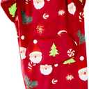 Moinlizy Wearable Blanket Hoodie, Long Thick Hooded Blanket Oversized for Adults Women Men with Pocket and Sleeves (Red Xmas), One Size