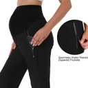 Foucome Women's Maternity Joggers Quick Dry Zipper Pockets Scrub Pants Pregnancy Sweatpants (Black, XXL)