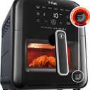 T-fal Infrared Air Fryer, 2x Faster Than Traditional Heating*, Large Air Fryer Toaster Oven Combo, 6 Qt Digital Touch Screen, 7-in-1 Cooking Functions, No-Shake Technology, 1550W, Black,