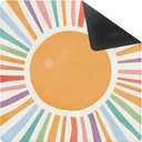 Boho Sun Mahjong Mat for Table 31.5 X 31.5 in, Gifts for Mahjong Players, Watercolor Boho Colorful Sunshine Anti-Slip Table Cover Tablecloth for Poker Board Card Tile Game Dominoes