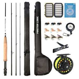 Fly Fishing Rod and Reel Combo Starter Kit, Graphite Fly Rod with Cork Handle, Die Cast Aluminum Reel, Fly Box Case & Fishing Flies and Carrying Case and Accessories, 3/4wt - 7' - 4 pc