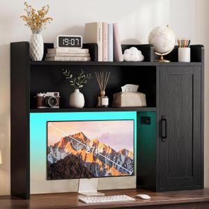 Desktop Storage Shelf, 37.4" Computer Desk Organizer 3-Tier Wood, 37.4" with LED